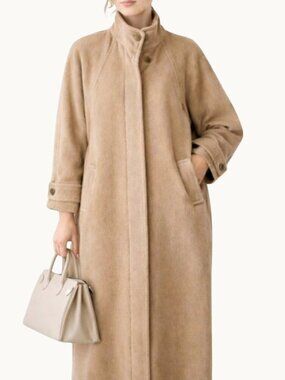 RARE FIND! Perry Ellis Vintage Alpaca & Wool Oversized Camel Maxi Coat Size XL